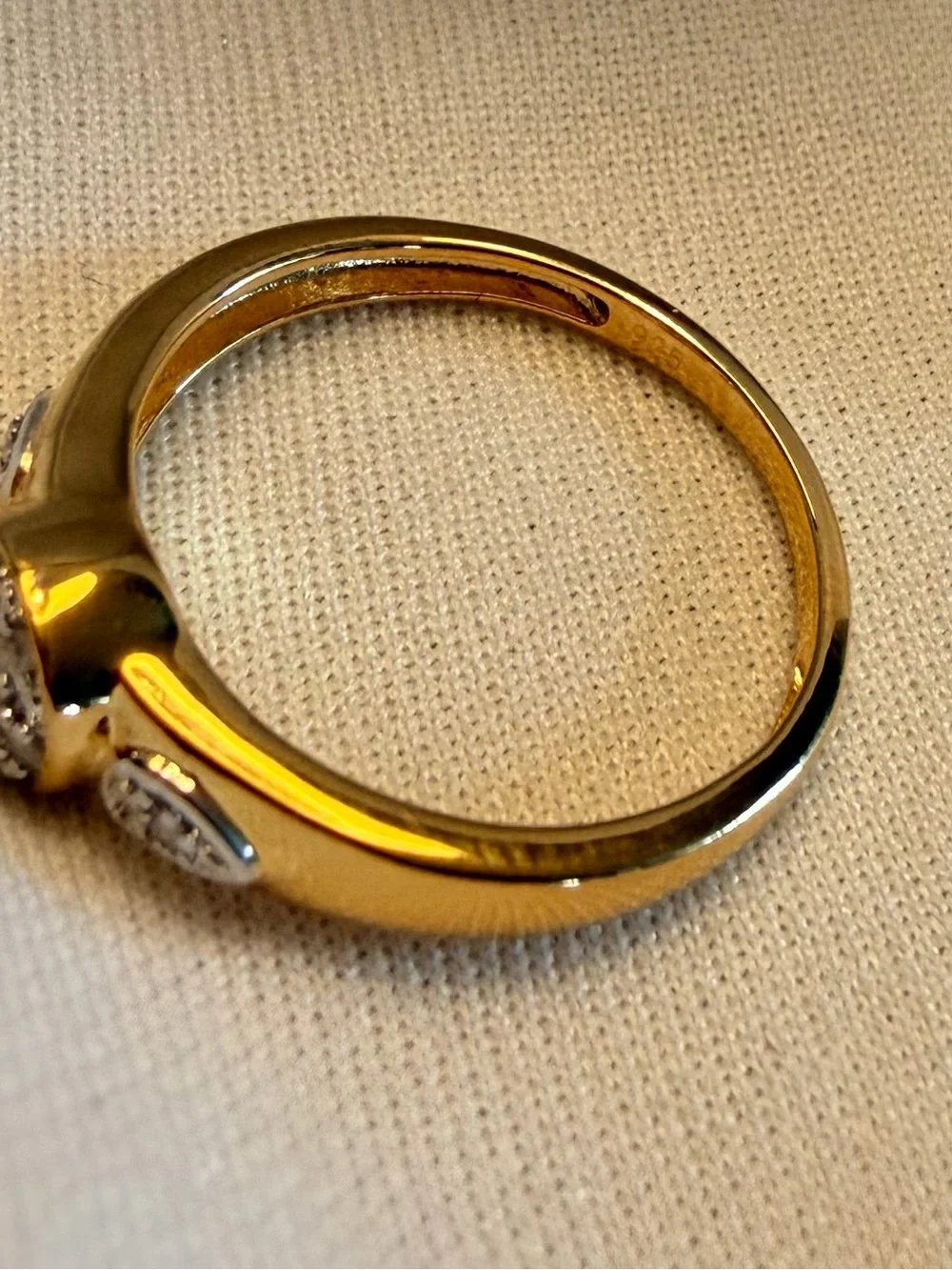 14K Gold Over Sterling Silver 0.070 CTW Diamond Cluster Ring Sz 7 Two-Tone